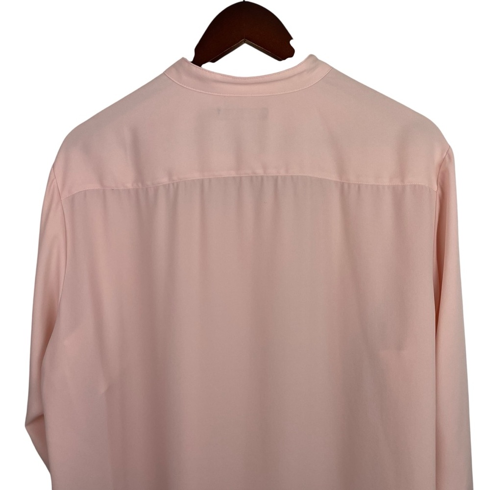 Lauren Ralph Lauren | Pink Ruffle Front Button Long Sleeve Blouse - Picture 5 of 8